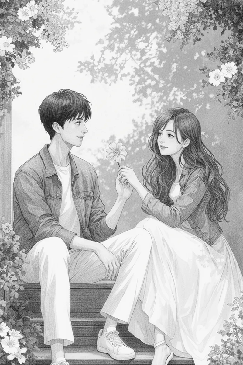 Retrato romántico de pareja con IA